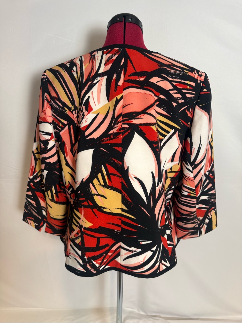 Kasper Open-Front Jacket Women Size 18W Multi-Colored Floral Pattern 3/4 Sleeve - Picture 4 of 13